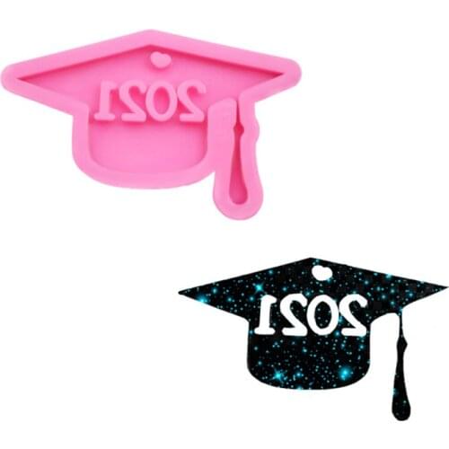 New Shiny 2021 Epoxy Silicone Mould Keychains Handmade Graduation Hat DIY Resin Mold For Keychain Pendant Jewelry Making Tool