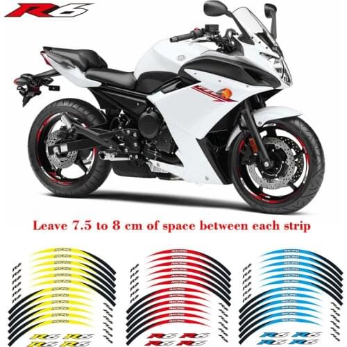 New high quality 12 Pcs Fit Motorcycle Wheel Sticker stripe Reflective Rim For Yamaha YZF R6
