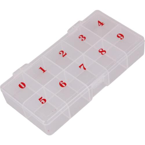 1 Pcs Plastic Tips Box 10 Grids Nail Art Box Empty Divided Case Nail Tips Rhinestone Beads Gems Storage Box Case Clear Plastic