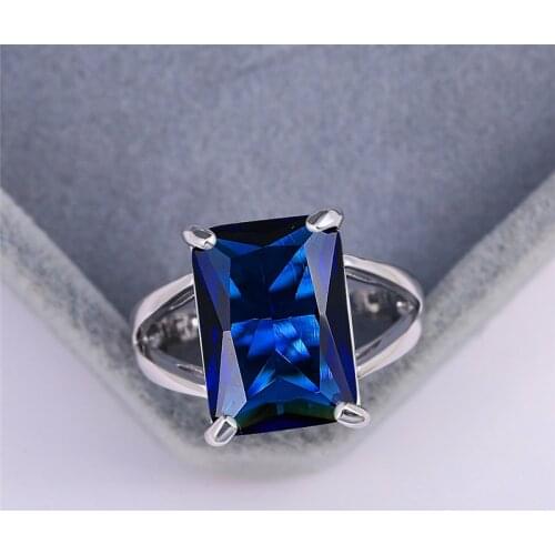 Luxury Female Rainbow Crystal Stone Ring Classsic Silver Color Engagement Ring Trendy Hollow Square Wedding Rings For Women