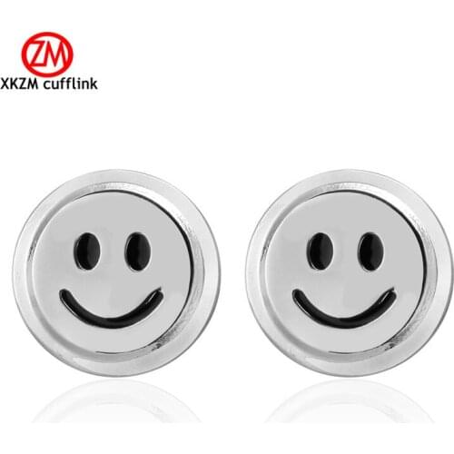 Luxury Men Silvery Round smile Cufflinks High Quality Lawyer Groom Wedding Cufflinks For Mens Shirt Cuff Links French Jewelry