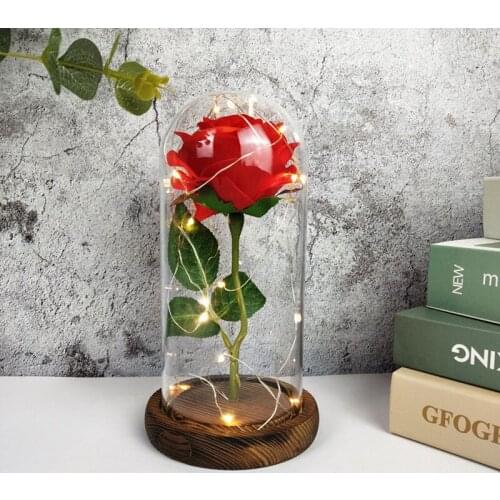 12*22cm Glass Dome Vase Home Decoration Luminous Antique Base Transparent Cover Wedding Friend Favor Live Prop