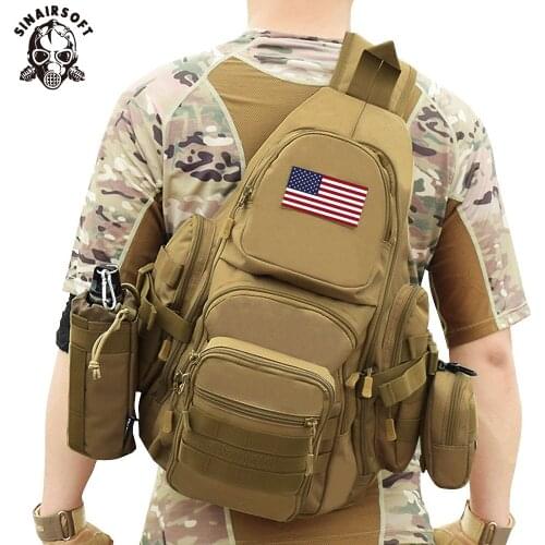 Tactical Sling Bag 14" Laptop Waterproof Molle Military Travel Backpack Camping Hiking Hunting Sport Sports Bags Rucksack 20-35L