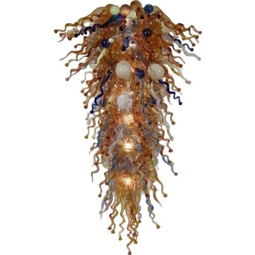 Vintage Chandelier for Living Room Dining Room Hand Blown Glass Led Pendant Light Colorful Indoor Art Decoration Lamps 135 CM