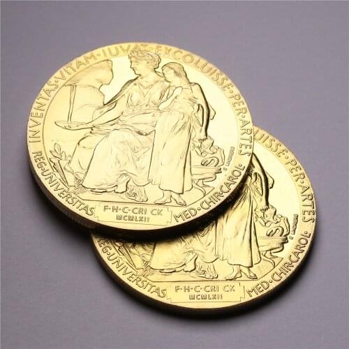 Nobel Gold Coin 24k Gold-plated Commemorative Replica Coin Medals Foreign Gold coin Collection Gift
