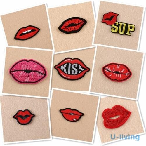 1Pcs Mix Red lips Embroidered Patch for Clothing Iron on Sew Applique Fabric Clothes Badge Garment DIY Apparel Accessories