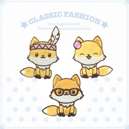 AHYONNIEX 1PC Fox Embroidery Patches for Bag Jeans Cute Small Iron On Patches for Clothes Small DIY Patch Cute
