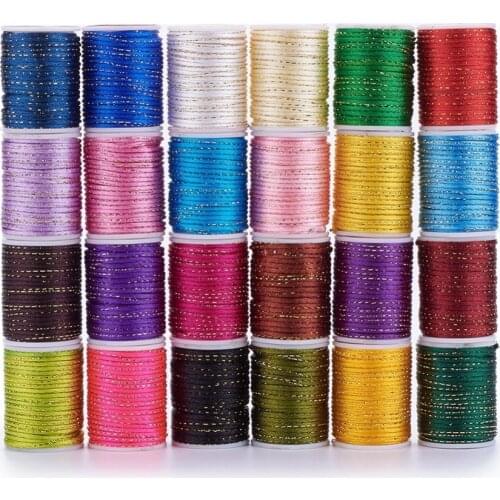 10 Roll Polyester Cords 1.5mm with Gold Metallic Chinese Knotting Thread Cord Jewelry Making Accessories about 4.37 yards/Roll