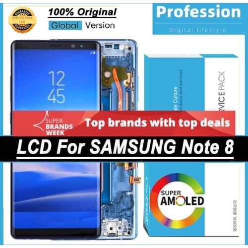 100% Original 6.3'' Display with frame for Samsung Galaxy Note 8 N9500 N9500F LCD Touch Screen Repair Parts + Service Pack
