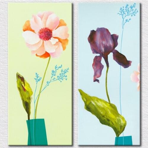 Good price Colorful Canvas prints abstract Decorative flowers 2 pieces with Light and bright colors for wall decor 2pcs