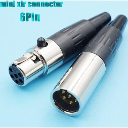 2pcs Mini Xlr 6Pin Female Plug Connector Small Xlr Aviation Mic Microphone Connector Cannon Male Socket Plug Silver