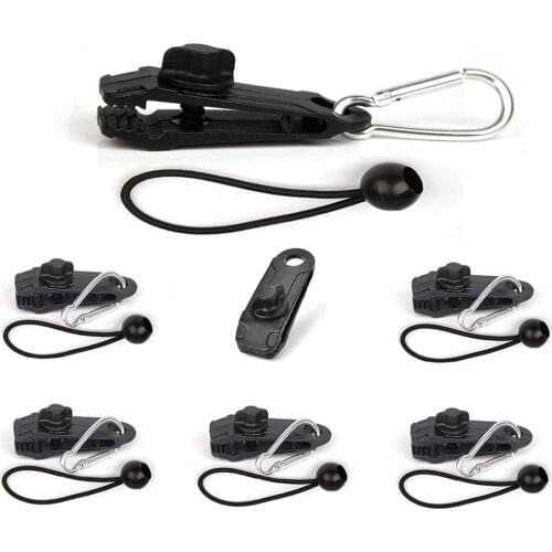 6 Sets Durable Premium Lock Grip Clamp Tarp Clip Thumb Screw Awning Cover Clamps w/ Ball Bungee Cords for Canopies Camping