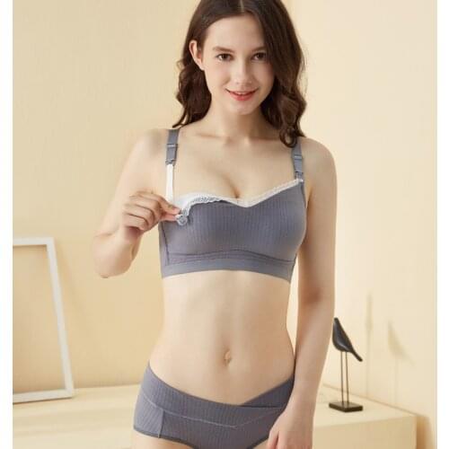 8 Color Maternity Bra Brief Sets Feeding Bras Women Breathable Lactancia Pregnancy Breast Clothing Nursing Underwear with Shorts