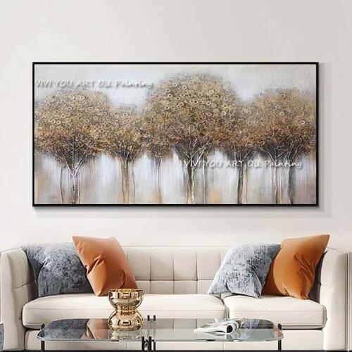 The Fashion Handmade Fall View Abstract Thick Oil Painting Forest On Canvas Corridor Palette Wall Art for Home Nature Decoration