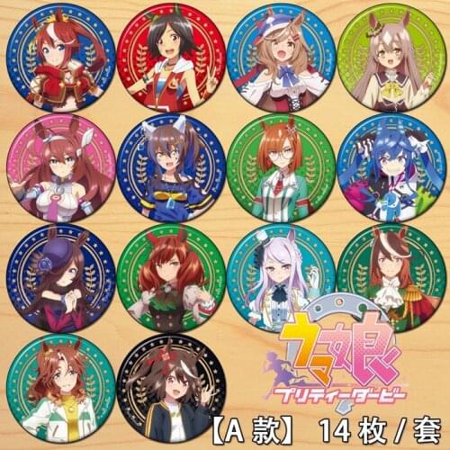 Anime Pretty Derby Figure 58mm Badge Round Brooch Pin Gifts n7450 Kids Collection Toy