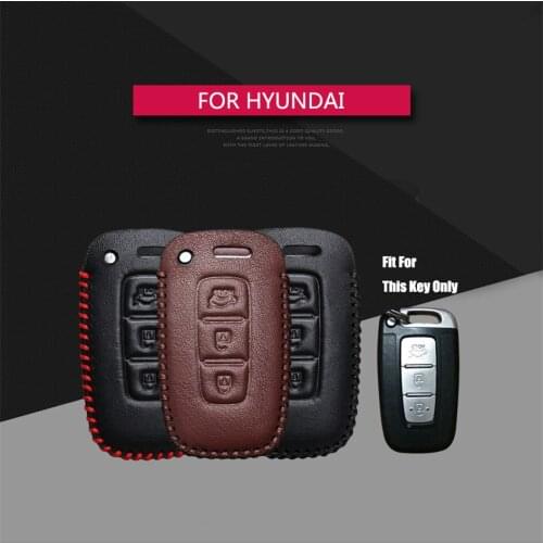 Best Sale Leather Car Key Case Cover For Hyundai Tucson Accent Solaris Creta Elantra Santa fe Key Holder Key Parts Skin Shell