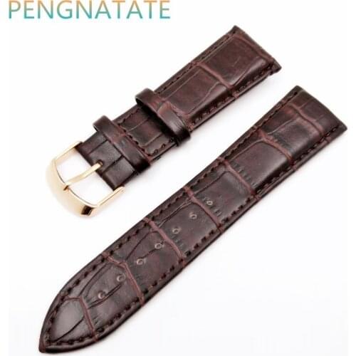CHENXI Brand 24mm Men Genuine Leather Strap Polished Stainless Steel Clasp Gold Buckle Watches Band Leather Strap PENGNATATE