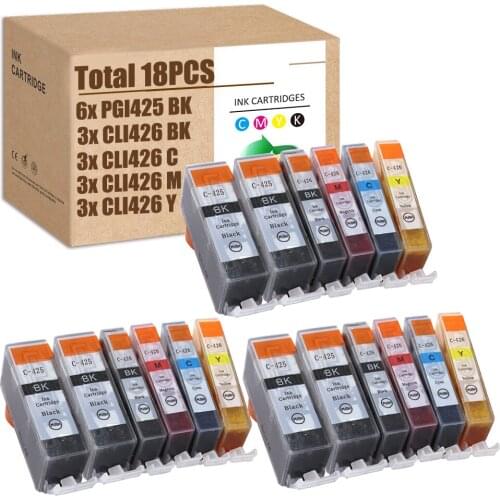 18PCS for Canon PGI425 Ink Cartridge CLI426 Ink Cartridge for Pixma IX6540 MG5140 MG5240 MG5340 MG8140 MG8240 MX714 MX884