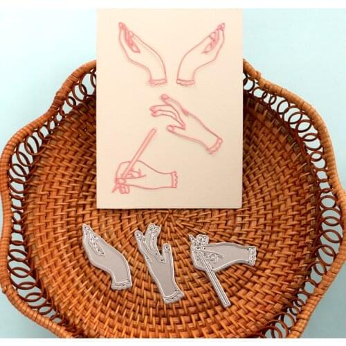 DUOFEN METAL CUTTING DIES hands pen writing stencil DIY Scrapbook Paper Album 2021 new