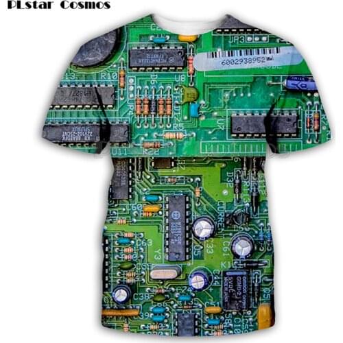 PLstar Cosmos Electronic chip Hip Hop tshirt Men/women 3d machine print t-shirts Harajuku Punk Style Summer short sleeve tee Top