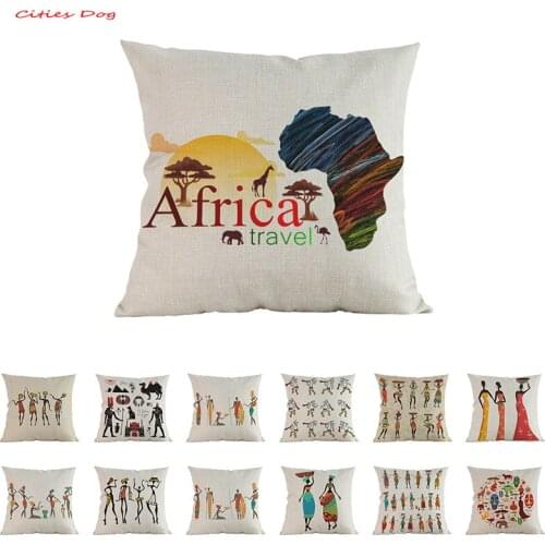 Africa Painting Art pillowcase cushion cover African Impression Exotic Linen cojines decorativos para sofa pillow cover almofada