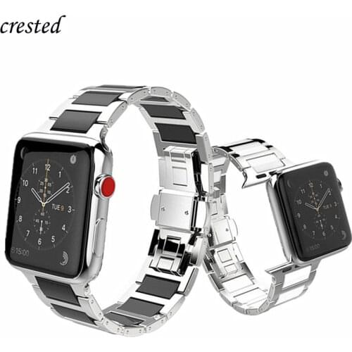Stainless Steel+Ceramic Strap For Apple watch series 6 5 4 3 se iWatch band 38mm 42mm Link Bracelet Apple watch band 44mm 40mm
