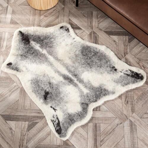 Faux Fur Rug Animal Artificial Badger Skin Pattern Floor Mat Chair Cover Furry Fluffy Bedroom Living Home Room Seat Pad Carpet