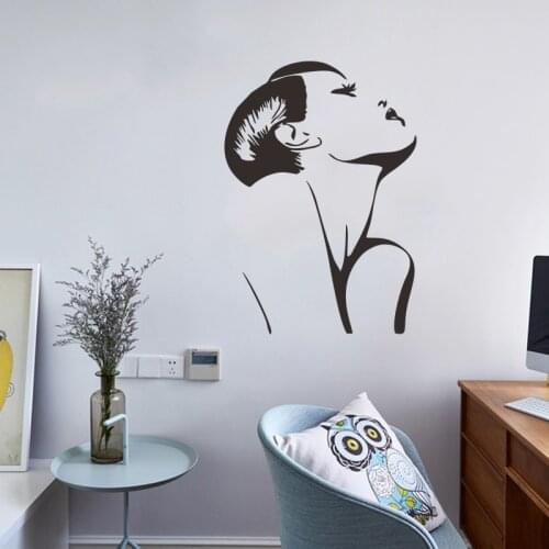 Creative Black Sexy Girl Profile Wall Sticker Home Decor Bedroom Living Room Hand Carved Art Mural Removable Portrait DIY Poster