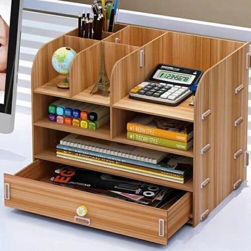 Creative Pen pencil holder Receiving Box Desktop Learning Penholder Office desk organizer storage rack supplies wood