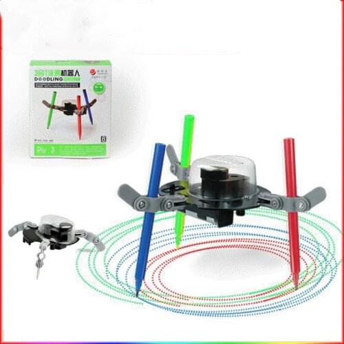 Creative Doodling Robot Kit DIY Auto Graffiti Drawing Machine Science Education Toys For Kids Teens