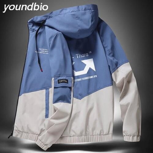 Mens Fashion Jackets High Street Trendy Printing Cargo Coat Jacket Male Casual Hooded Jacket Spring and Autumnfor Jacket Men