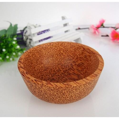 MLGB Anti Scalding Natural Coconut Bowl Seasoning Bowl for Steak Gravy Mustard Soy Sauce Handicraft Wood Bowl