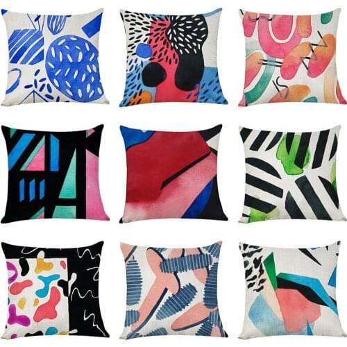 Fashion Watercolor Graffiti Throw Pillow Case Cushion Covers for Home Sofa Chair Decorative Pillowcases
