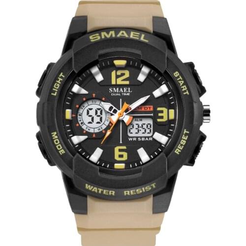 SMAEL Watches Dual Time Military Watches Men Analog Digital Quartz Wristwatch Male Clock 1385 S Shock Men Sport Watches 2019