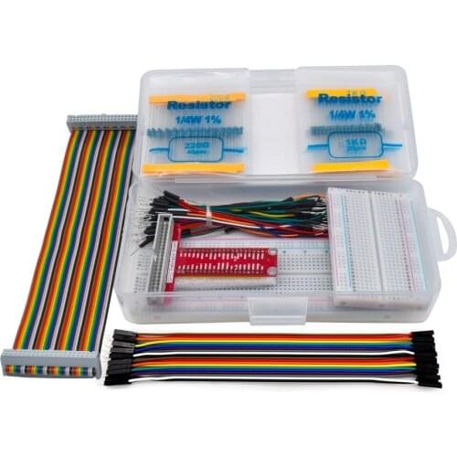 Raspberry Pi Accessories kit with 830 and 400 Tie Points Solderless Breadboard + GPIO T Type Expansion Board + 65pcs Jumper wire