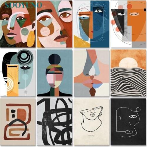 SDOYUNO Oil Paint By Numbers Kits Abstract Figure DIY Painting By Numbers On Canvas Frameless 60x75cm Draw Painting Home Decor