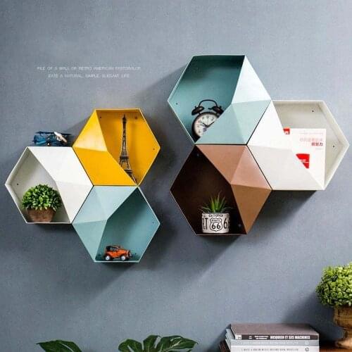 Nordic Geometry Wall Hanging Home Decorations Multifunctional Storage Box Room Decoration Wall Shelf Creative Combination Mural