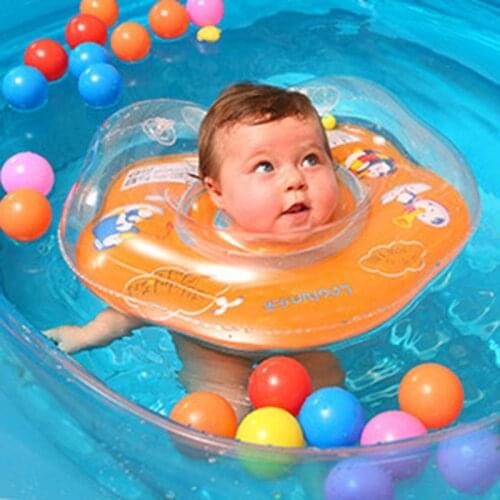 2016 New Inflatable Circle New Born Infant Adjustable Swimming Neck Baby Swim Ring Float Ring Safety Double Protection 3 Colors