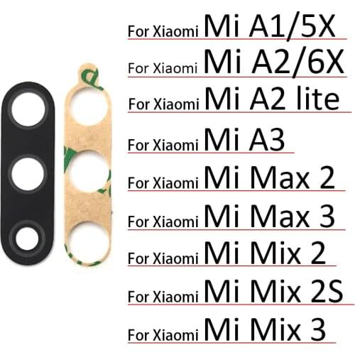 New For Xiaomi Mi 5X 6X A1 A2 Lite A3 Mix 2 2S 3 Max 2 3 Rear Back Camera Glass Lens with Glue Sticker Replacement Parts
