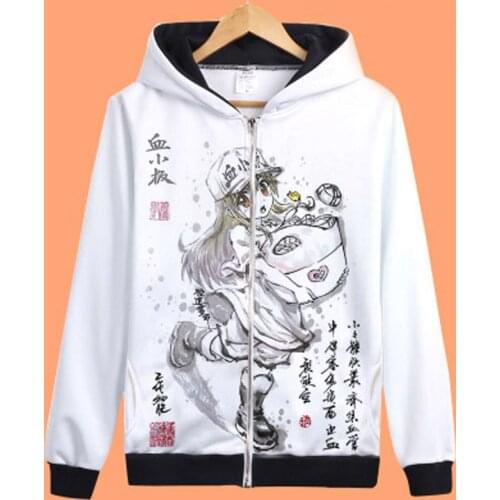 New Anime Cells at Work! Erythrocite Red hoodie zipper Hooded Jacket Coat