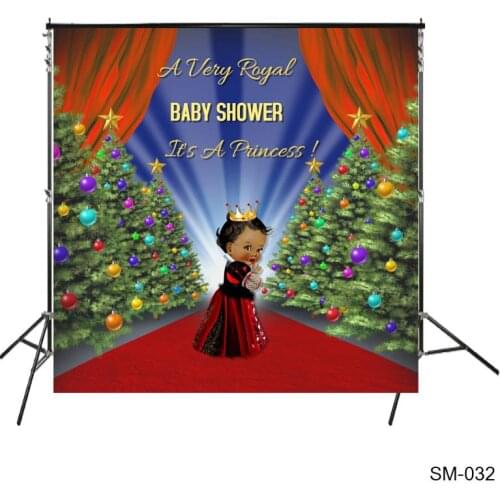 A Very Royal Baby Shower Backdrop Starlit Princess Girl Babyshower Crown Red Carpet Stage Background Cake Table Photo Backdrops