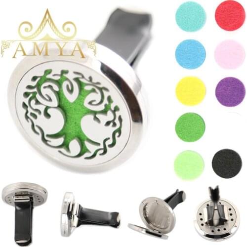 AMYA Jewelry Trees of Life 30mm Diffuser 316 Stainless Steel Car Aroma Locket Essential Oil Car Diffuser Lockets Free Pads