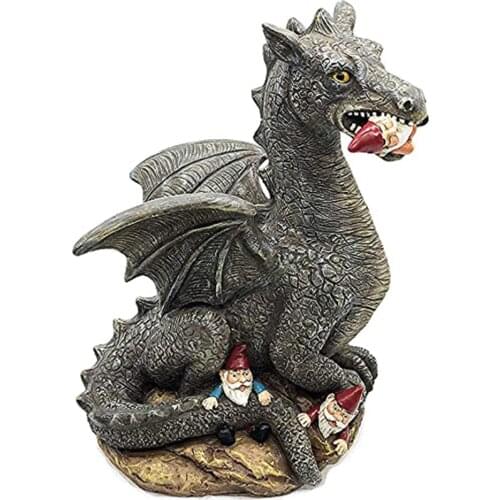 Resin Gnome Dragon Sculpture Elf Statue Landscape Lawn Dwarf Figurine for Gift Outdoor Yard Accessory Garden Decoration