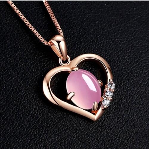 Popular 925 Silver Mosaic Jade Pink Crystal Water Drop Pendant Trendy Fashion Charm Jewelry Accessories Gifts for Her Women