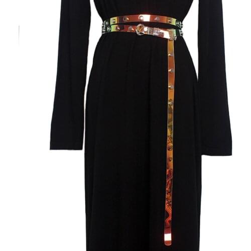 New causal Womens Strap Casual Transparent Pvc Women Strap White Color Belts Top Quality Metal rivets Jeans long Belt