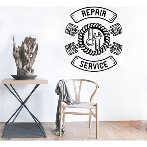 Repair Service Wall Vinyl Decal Auto Machine Wall Sticker Garage Decor Wall Interior Room Decor Removable Stickers H192