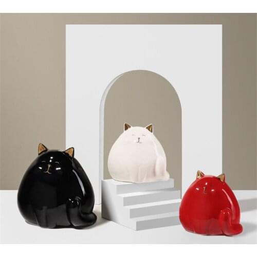 Luxury Cute Ceramic Cat Decoration Garden Desktop Room Accessoire Nordic Model Room Decoration Addurn Home Decor