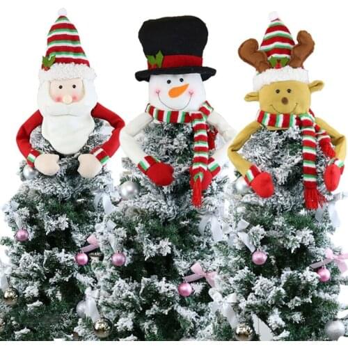 Christmas Tree Topper Santa Claus Snowman Elk Top Hugger for Winter Wonderland Party Decorations Thanksgiving New Year Xmas