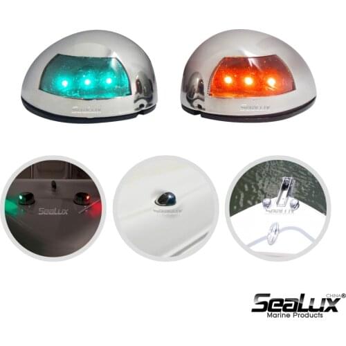 Sealux LED Navigation Light GREEN+RED Stainless Steel 304 for Boat Yacht Fishing