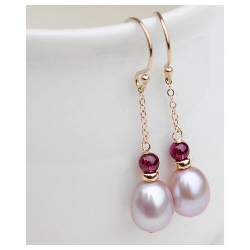 New Favorite Freshwater Pearl Garnet Link Earrings Natural Stone 925 Sterling Silver Gold Plated Handmade Drop Dangle Earrings
